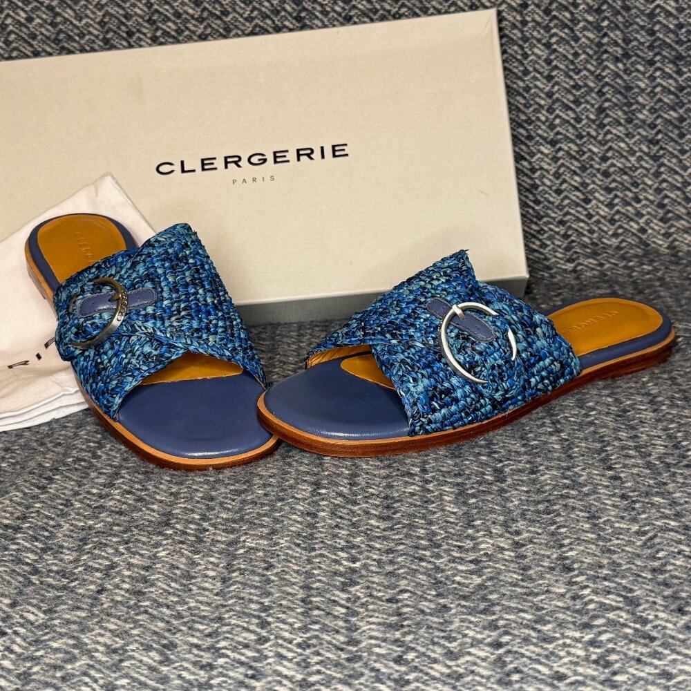 Clergerie Blue Slides - Size 8 - 8.5 - 39.5 EU but RUN SMALL
